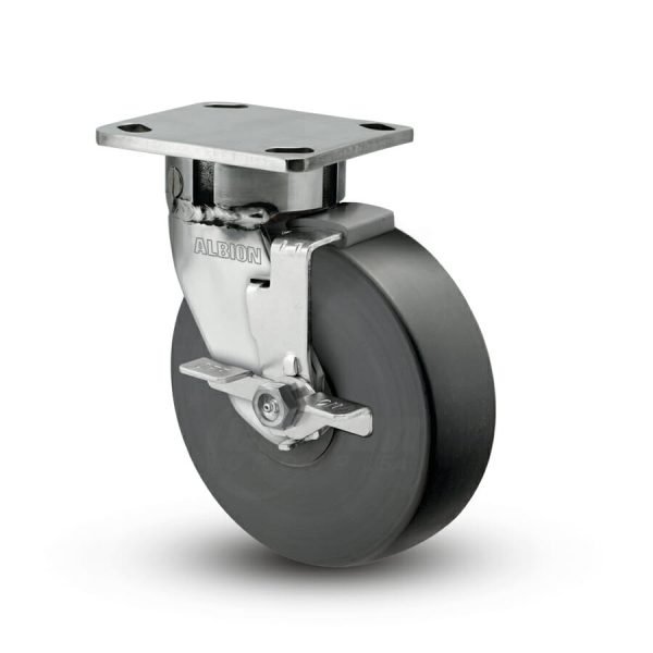5 Inch Albion 120 Contender Kingpinless Stainless Swivel Caster - (120NX05228SFBD)