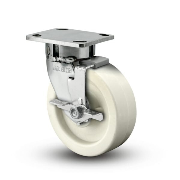 8 Inch Albion 120 Contender Kingpinless Stainless Swivel Caster - (120RW08201S-01FBD)